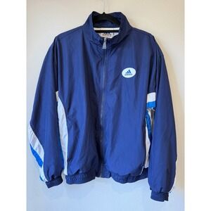 Vintage Men's Adidas Track Jacket Size Medium Blue Full Zip Lined